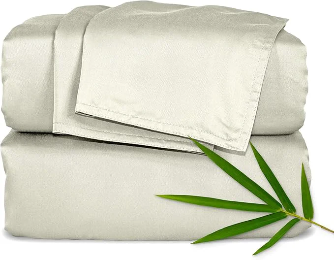Easy-to-Use Pure Bamboo Split King Sheets Organic Viscose Derived from Bamboo Bed Sheet Set Soft amp Cooling Double Stitching 2 Fitted Sheets Split King Birch Authentic