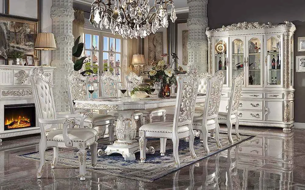 Convenient Vendome - 31 quot Dining Table With Pedestal Base - Antique Pearl Classic