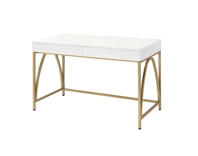 Relaxed Lightmane - Vanity Desk Same 92660 - White High Gloss amp Gold Enhanced