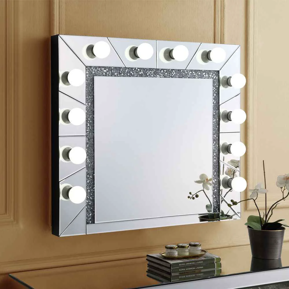 Functional Noralie - 28 quot Accent Mirror - Mirrored amp Faux Diamonds Soft