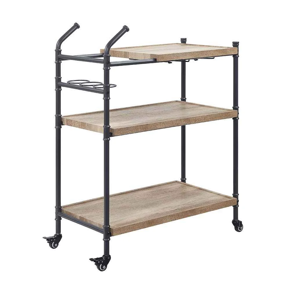 Trendy Brantley - Serving Cart - Oak amp Sandy Black Elegant