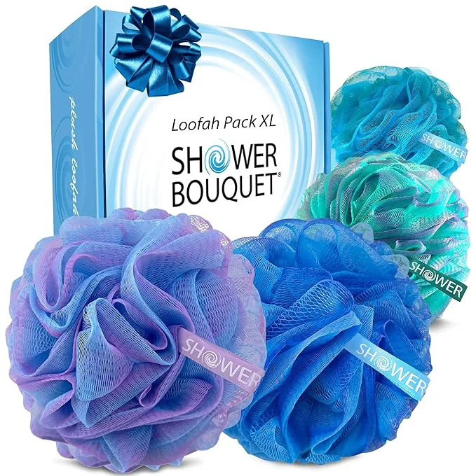 Consistent SHOWER BOUQUET Loofah Bath-Sponge XL Swirl-Deep-4-Pack Extra Large 75g Soft Sophisticated