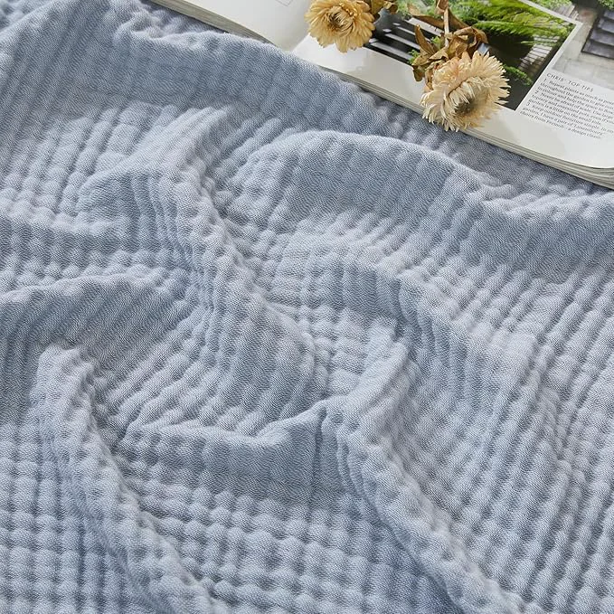 Genuine EMME Cotton Muslin Twin XL Blanket Breathable Gauze Soft Lightweight Blankets Adults Gifts for Women Heather Dusty Blue 66 quot x90 quot Environmentally Friendly