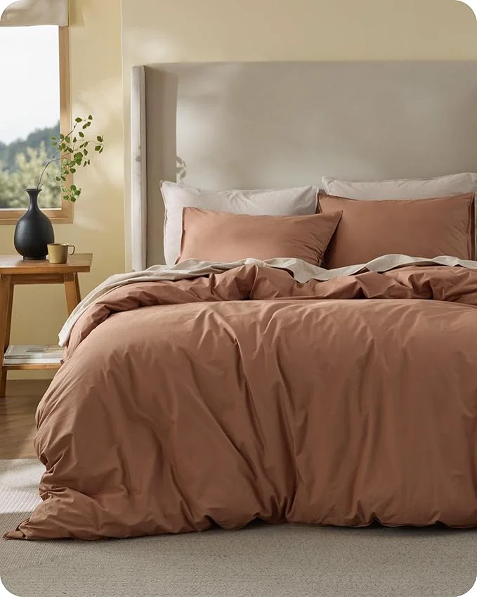 Flexible Bedsure Cotton Duvet Cover Full - Luxury Slub Weave Cotton Duvet Cover Set PureWoven Bedding Set with a Linen Like Textured Easy Change Mocha Mousse 80 quot x 90 quot Reliable