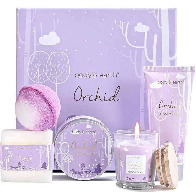Functional Spa Gifts for Women Body Earth 5 Pcs Gifts for Women Orchid Gift Sets Original Design