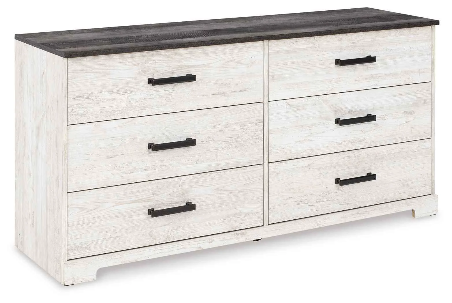 Casual Shawburn - Six Drawer Dresser - Pewter-tone pulls - White Black Gray Easy-to-Use