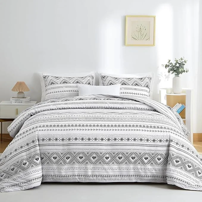 High-End BOLINLIVING Comforter Set Queen Size Boho Bed in a Bag 3 Pieces Queen Soft Bohomian Comforter Set Lightweight Breathable for All Seasons 1 Comforter amp 2 Pillowcases Grey 90×90 inch Excellent