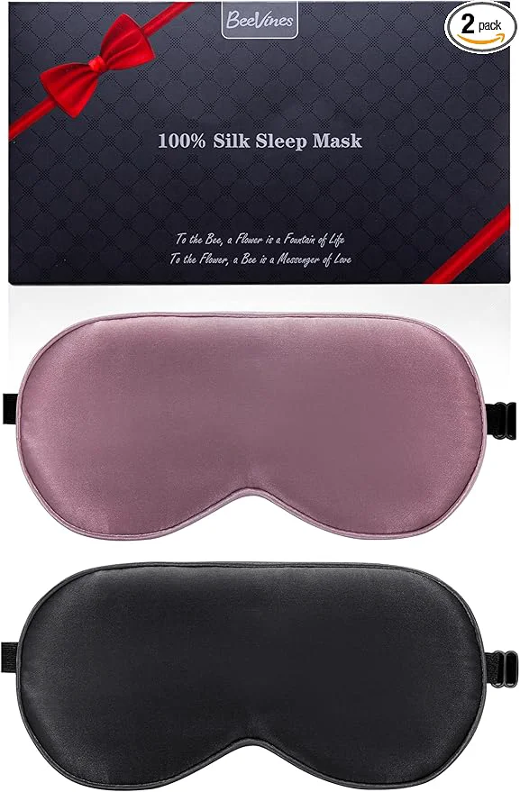 Superior BeeVines Mulberry Silk 2 Pack Sleep Mask Pure Silk Eye Masks Elite