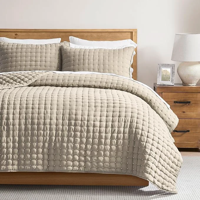Green WDCOZY Beige Twin Size Quilt Bedding Sets with Pillow Sham Tan Cream Lightweight Bedspread Coverlet Quilted Blanket Thin Comforter Bed Cover All Season Summer Spring 2 Pieces 68x90 inches Outstanding