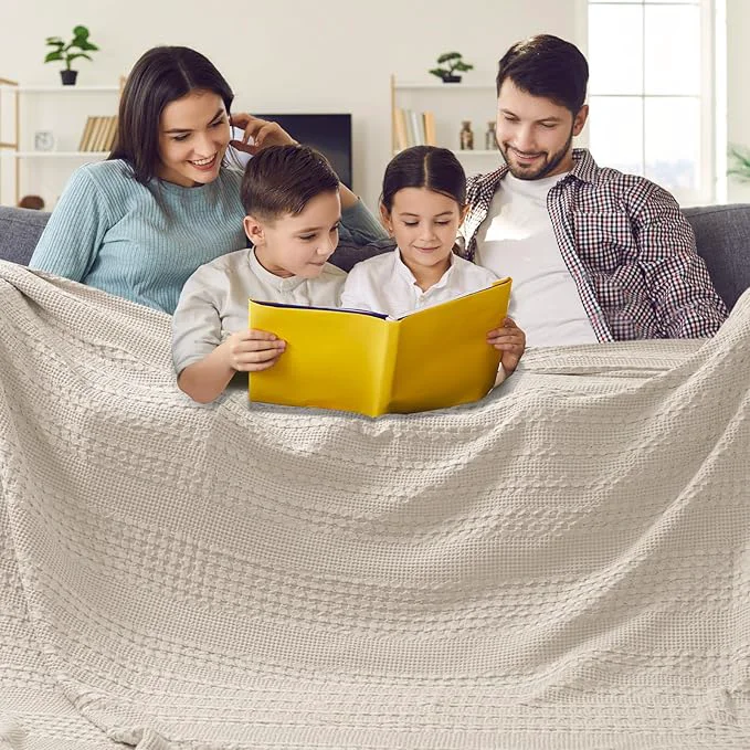 Stylish PHF Cotton Waffle Blanket Oversized King 120 quot x120 quot Lightweight Breathable Extra Large 10 39 x10 39 Blankets for Bed Giant Big Luxury Aesthetic Woven Bedding for Home Decor Light Taupe Oatmeal Responsible