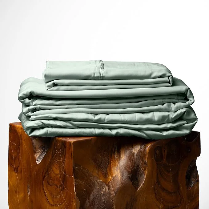 Top-Quality Olive Crate Tencel Lyocell Eucalyptus Sheets King Size - Cooling Tencel Sheets for Hot Sleepers with 18 Inch Deep Pocket Fit - Spring Sage 4-Piece Set Durable