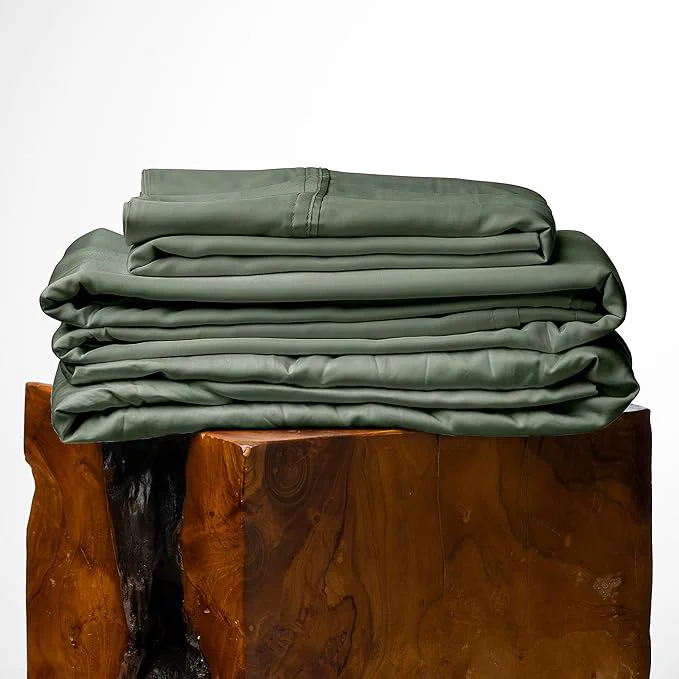 Sophisticated Olive Crate Tencel Lyocell Eucalyptus Full Sheet Set - Cooling Tencel Sheets for Hot Sleepers with 16 Inch Deep Pocket Fit - Double Bed Sheets - Moss 4-Piece Set Original