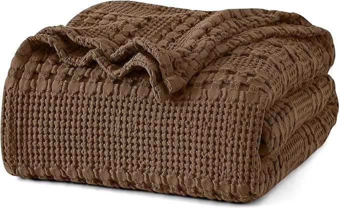 Efficient PHF Cotton Waffle Weave Blanket Twin Size for Bed Soft Lightweight amp Breathable for Spring and Summer All-Season Comfort Luxury Aesthetic Blanket for Home Decor 66 quot x90 quot Chocolate Minimalist