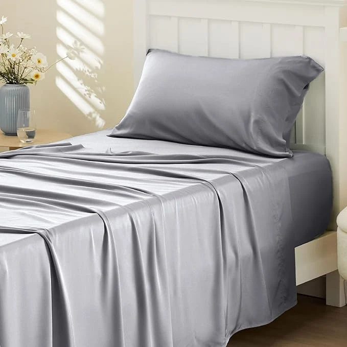 User-Friendly Bedsure Cooling Sheets Twin XL Rayon Derived from Bamboo PureWoven Breathable amp Soft Twin XL Sheet Sets Deep Pocket Up to 16 Inches Hotel Luxury Silky Dorm Bedding for Hot Sleepers Silver Grey High-End