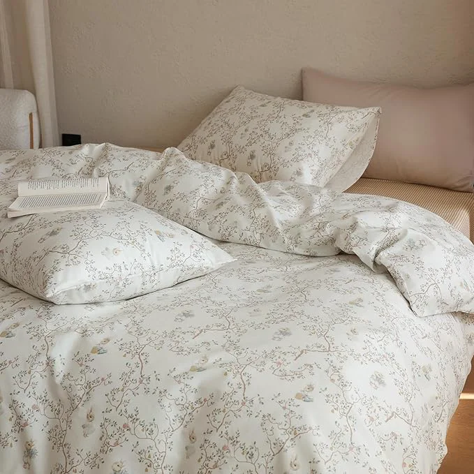Responsible Floral Queen Size Comforter Set Boho Fluffy Bedding Set Cotton Down Girl Farmhouse Bedding Comforter Sets Chic Soft Lightweight Breathable Bed Comforter with 2 Pillowcases First-Class