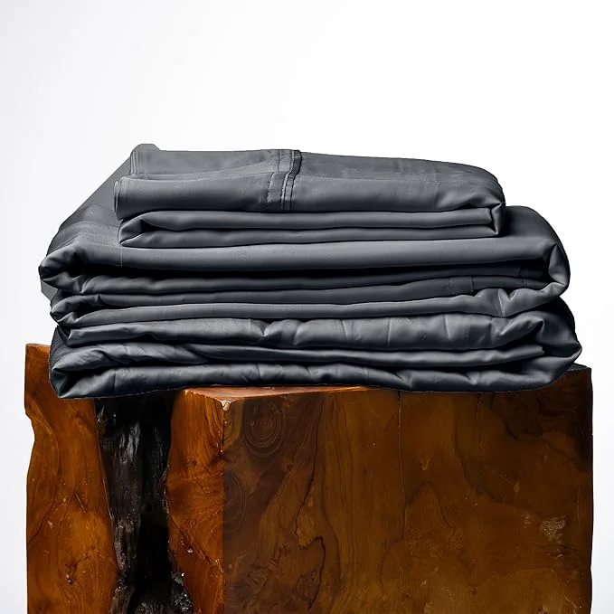 Breathable Olive Crate Tencel Lyocell Eucalyptus Full Sheet Set - Cooling Tencel Sheets for Hot Sleepers with 16 Inch Deep Pocket Fit - Double Bed Sheets - Charcoal 4-Piece Set Fine