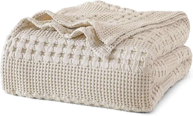Practical PHF Cotton Waffle Weave Blanket Twin Size for Bed Soft Lightweight amp Breathable for Spring and Summer All-Season Comfort Luxury Aesthetic Blanket for Home Decor 66 quot x90 quot Light Taupe Oatmeal Functional