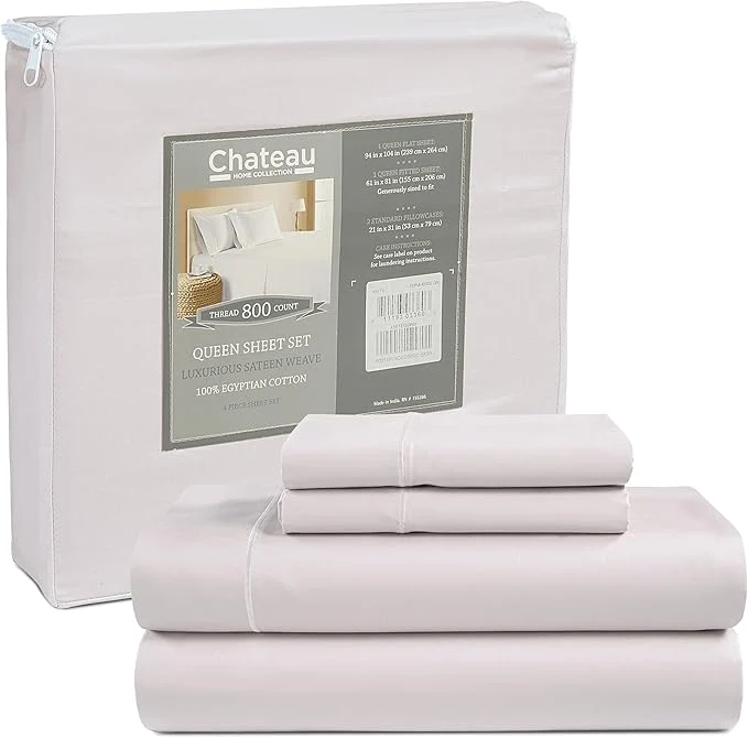 Efficient 800TC Egyptian Cotton Sheets Queen Sheet Set Deep Pocket Cotton Sateen Bed Sheets Queen Size Set No Pill Soft Naturally Cool Breathable Elasticated Sheet amp Pillowcase Sets - Lavender Eco-Friendly