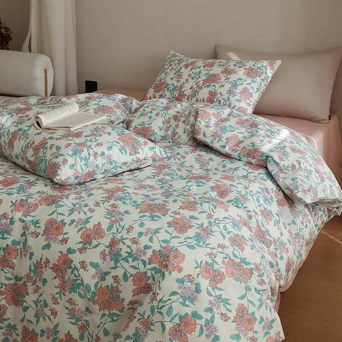 Next-Generation Floral Full Comforter Down Girls Bedding Set Lightweight Breathable Cotton Fluffy Bedding Comforter Sets Boho Patterned Aesthetic Farmhouse Bed Comforter with 2 Pillowcases Specialty