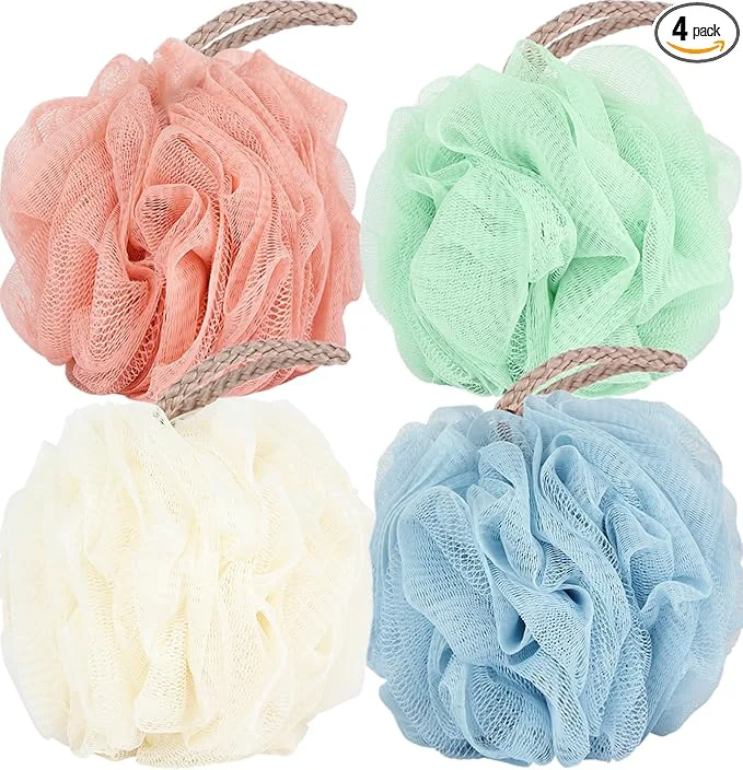 Pure Fu Store Loofah Sponge 60g Shower Loofahs 4 Colors Bath Sponges Mesh Balls Efficient