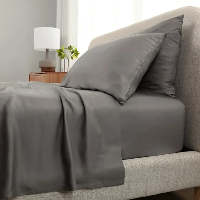 Responsible Cariloha Aloha Soft 4-Piece Sheet Set Shade Gray Queen Made from Viscose derived from Bamboo Introductory Sheet Line Official