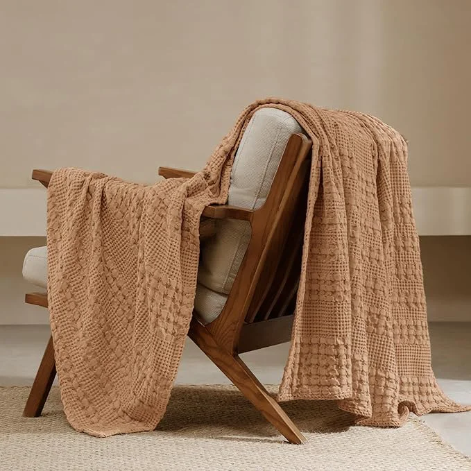 High-Quality PHF Cotton Waffle Weave Throw Blanket Soft Lightweight Breathable Cozy Throws for Couch Bed Sofa Luxury Aesthetic Blanket Gift for Home Decor amp Office 50 quot x60 quot Clay Enhanced
