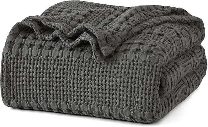 Superior PHF Cotton Waffle Weave Blanket Queen Size for Bed Soft Lightweight amp Breathable for Spring and Summer All-Season Comfort Luxury Aesthetic Blanket for Home Decor 90 quot x90 quot Charcoal Grey Fine