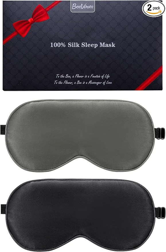 Carefully Designed BeeVines Mulberry Silk 2 Pack Sleep Mask Pure Silk Eye Masks Clean