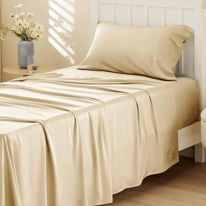 Safe Bedsure Cooling Sheets Twin Rayon Derived from Bamboo PureWoven Breathable amp Soft Twin Sheets Set Deep Pocket Up to 16 Inches Hotel Luxury Silky Bedding for Hot Sleepers Alabaster Gleam Effective