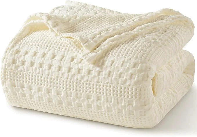 World-Class PHF Cotton Waffle Weave Blanket King Size for Bed Soft Lightweight amp Breathable for Spring and Summer All-Season Comfort Luxury Aesthetic Blanket for Home Decor 108 quot x90 quot Cannoli Cream Long-Lasting