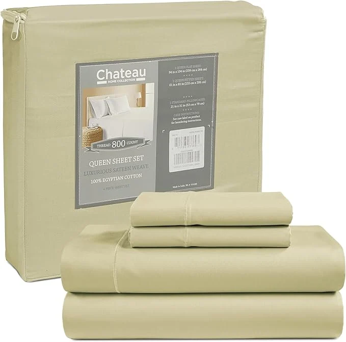 Smooth Egyptian Cotton Sheets King Size Sheets Deep Pocket Set 800 Thread Count 4PC King Size Sheet amp Pillowcase Sets Sateen Weave Soft amp Comfy Elasticated 15 quot Deep Pocket Breathable Bed Sheet - Seafoam Contemporary