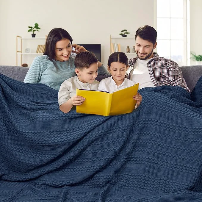 First-Class PHF Cotton Waffle Blanket Oversized King 120 quot x120 quot Lightweight Breathable Extra Large 10 39 x10 39 Blankets for Bed Giant Big Luxury Aesthetic Woven Bedding for Home Decor Blue Sapphire Next-Generation