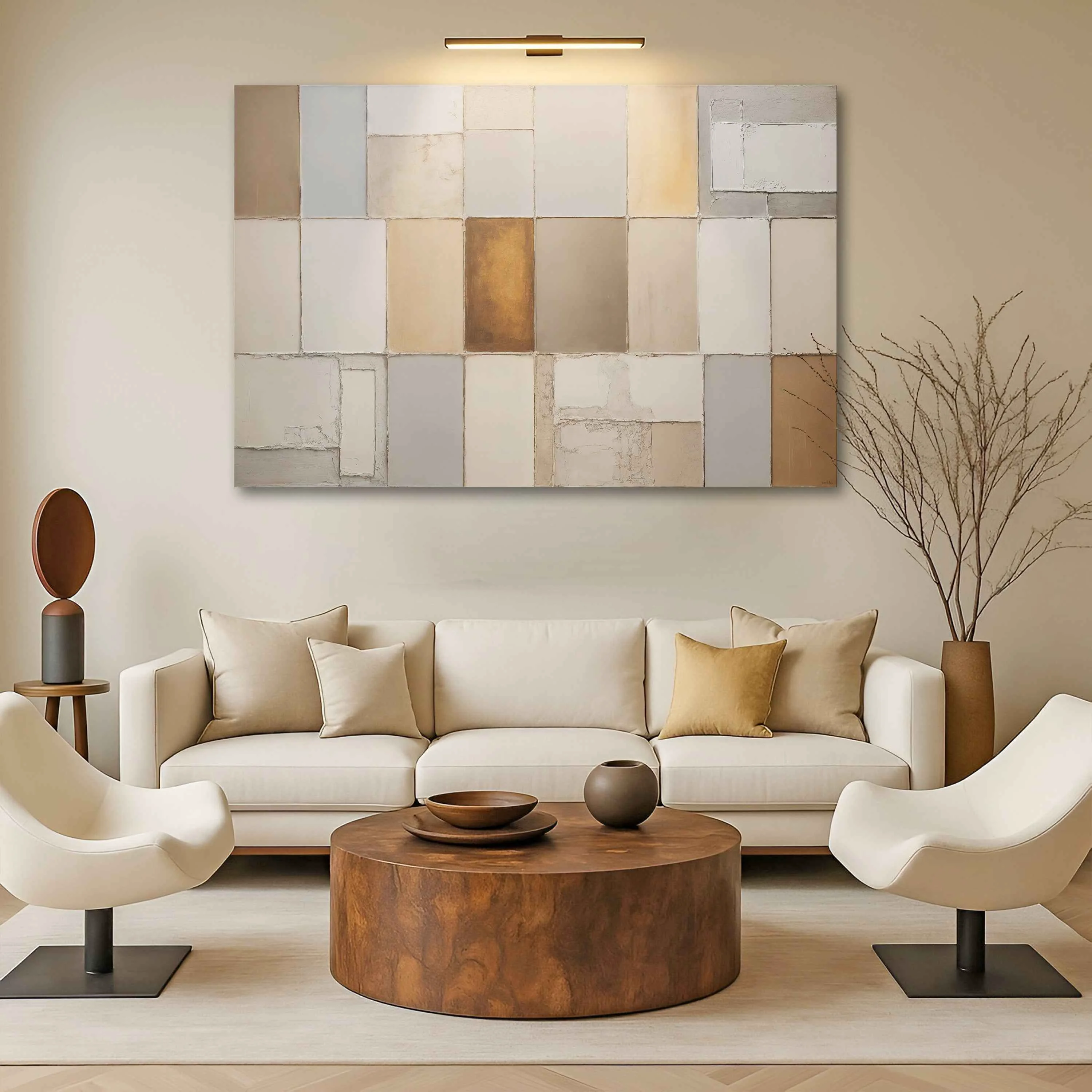 Natural Earth Tones Patchwork Geometric Wall Art Professional
