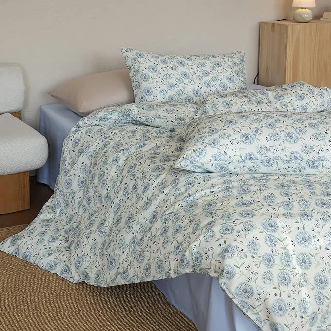 Fast Floral King Size Comforter Set Down Boho Bedding Set Cotton Cute Fluffy Lightweight Bedding Comforter Sets for Girls Soft Puffy Teen Bed Comforter with 2 Pillowcases Powerful