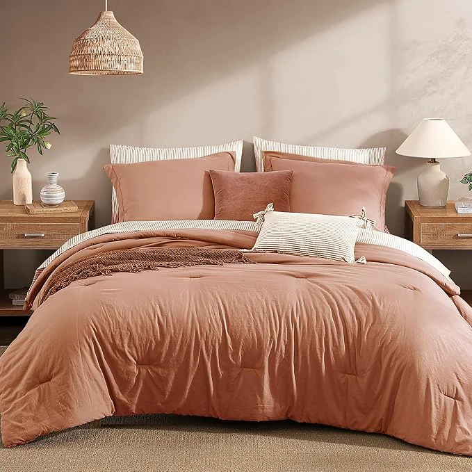 Proven Monbix Queen Comforter Set - 7 Pieces Autumn Leaf Prewashed Bed in a Bag Queen Bedding Sets with Comforters All Seasons Ultra Soft Comforter Bed Set with Sheets Pillowcases amp Shams Clean