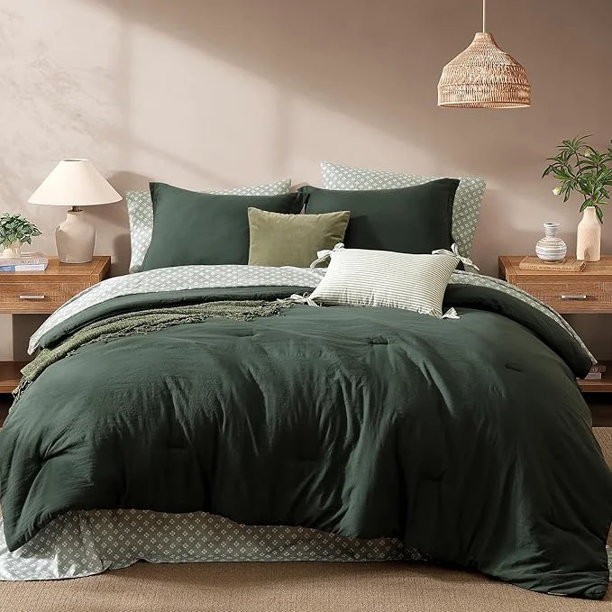 Innovative Monbix Super King Plus Size Comforter Set - 7 Pieces Deep Forest Prewashed Bed in a Bag Bedding Sets with Comforters All Seasons Ultra Soft Comforter Bed Set with Sheets Pillowcases amp Shams Consistent