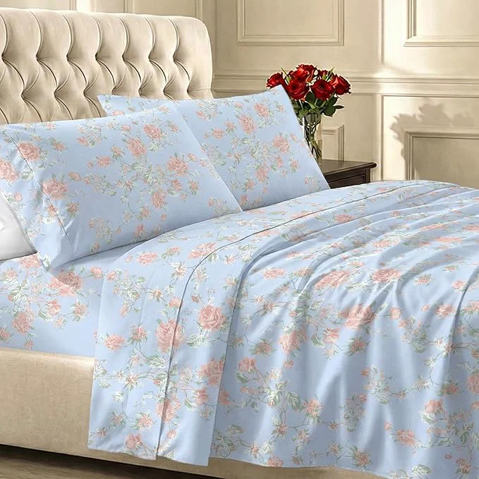 Genuine California Design Den Full Size Bed Sheets Set - 400 Thread Count Sateen Natural Cotton Sheets for Full Size Bed Deep Pocket and Durable Bedding Set - Antique Rose Solid