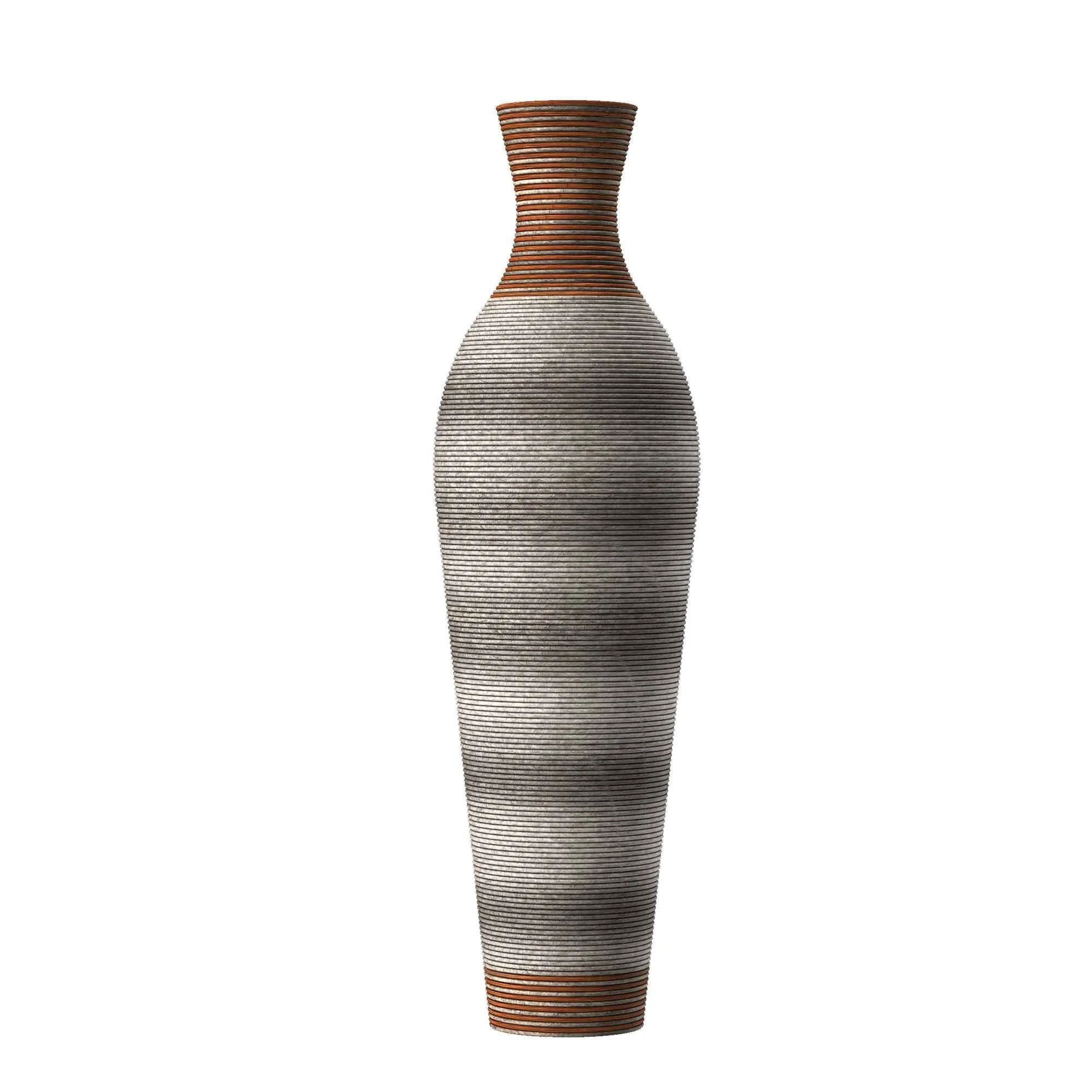 Refined Tall Vase - Brown Decorative Floor Vase Classic Neat Floor Vase Tall standing Flower Holder Artificial Rattan Vase Floor Vase Flower Holder For Home Decor - Gray High-End