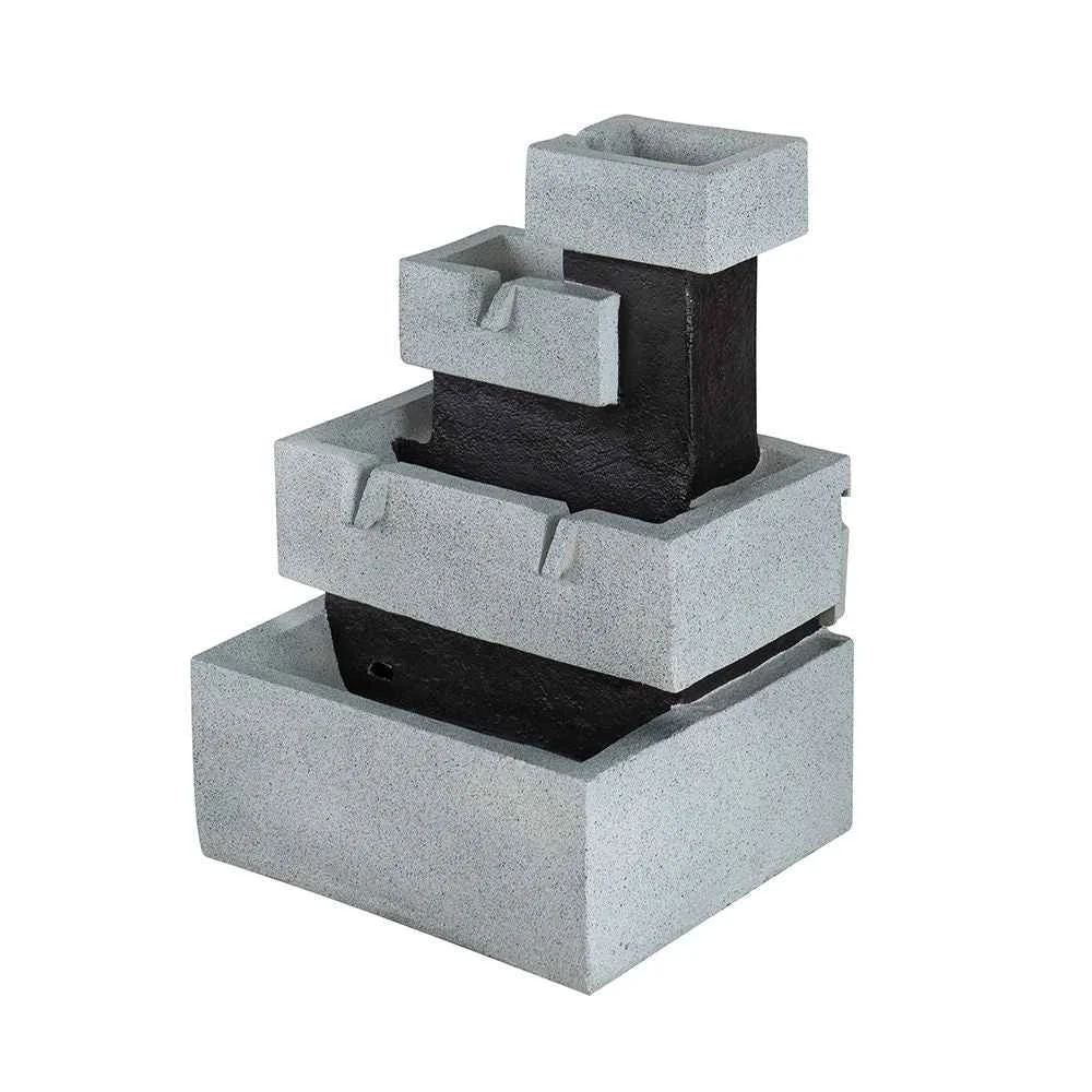 Trusted Decorative 4 Tier Block Fountain With Light For Indoor And Outdoor - Black Gray Top-Quality