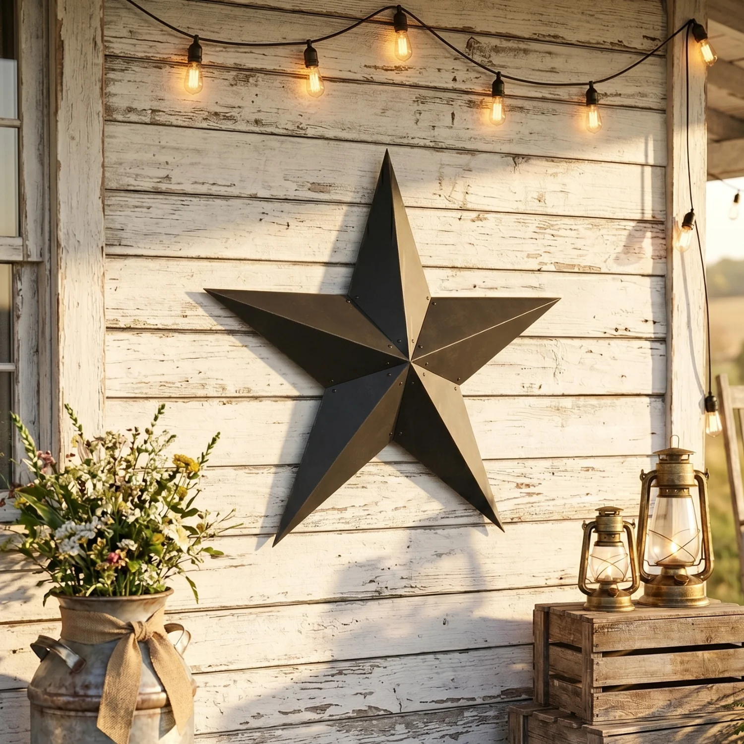Soft Black Barn Star Wall Decor 36 Inch Farmhouse Accent Traditional