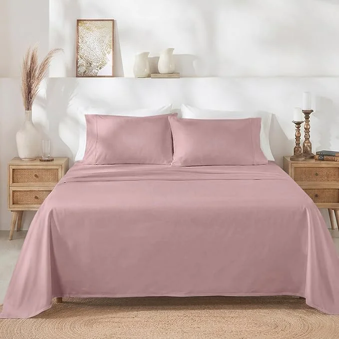 Trusted California Design Den Twin XL Bed Sheets Set - 400 Thread Count Sateen Natural Cotton Twin XL Sheet Set Deep Pockets All Around Elastic Durable Bedding for Dorm Room - Mauve Practical
