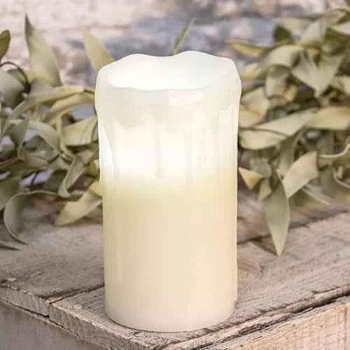 Unique White Drip Pillar Candle 3 quot x 6 quot Relaxed