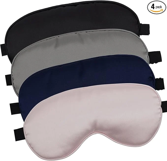 Certified LERSVICVIL 4 Pack Eye Mask for Sleeping Silky Soft Satin Blindfold Adjustable Casual