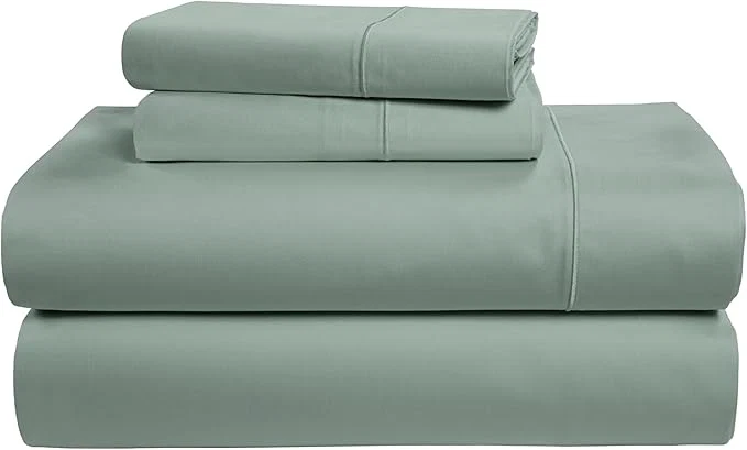 Optimized LANE LINEN Egyptian Cotton Queen Sheet Set 15 inch Deep Pocket Fully Elasticized French Reinforced Pocket Seams for Soft Comfy amp Fresh Bed Eco Friendly Cooling Sheets Queen - Jadeite Organic