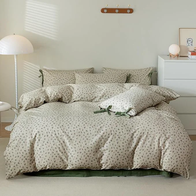 Efficient VM VOUGEMARKET Full Comforter Set-Green Comforter Cute Floral Bedding Comforter Sets 3 Pieces 1 Soft Botanical Flowers Comforter with 2 Pillowcases-79 x90 Responsible
