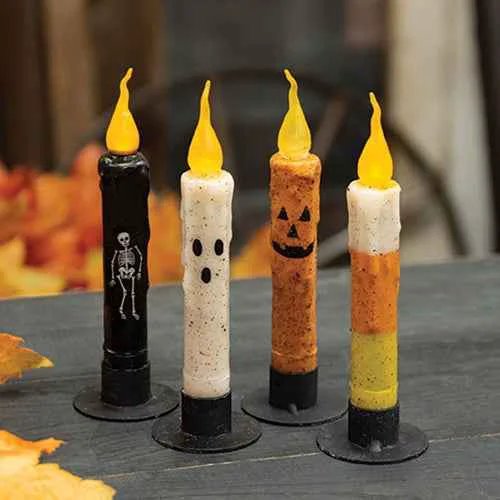 Minimalist Set of 4 Flicker Halloween Timer Tapers Healthy
