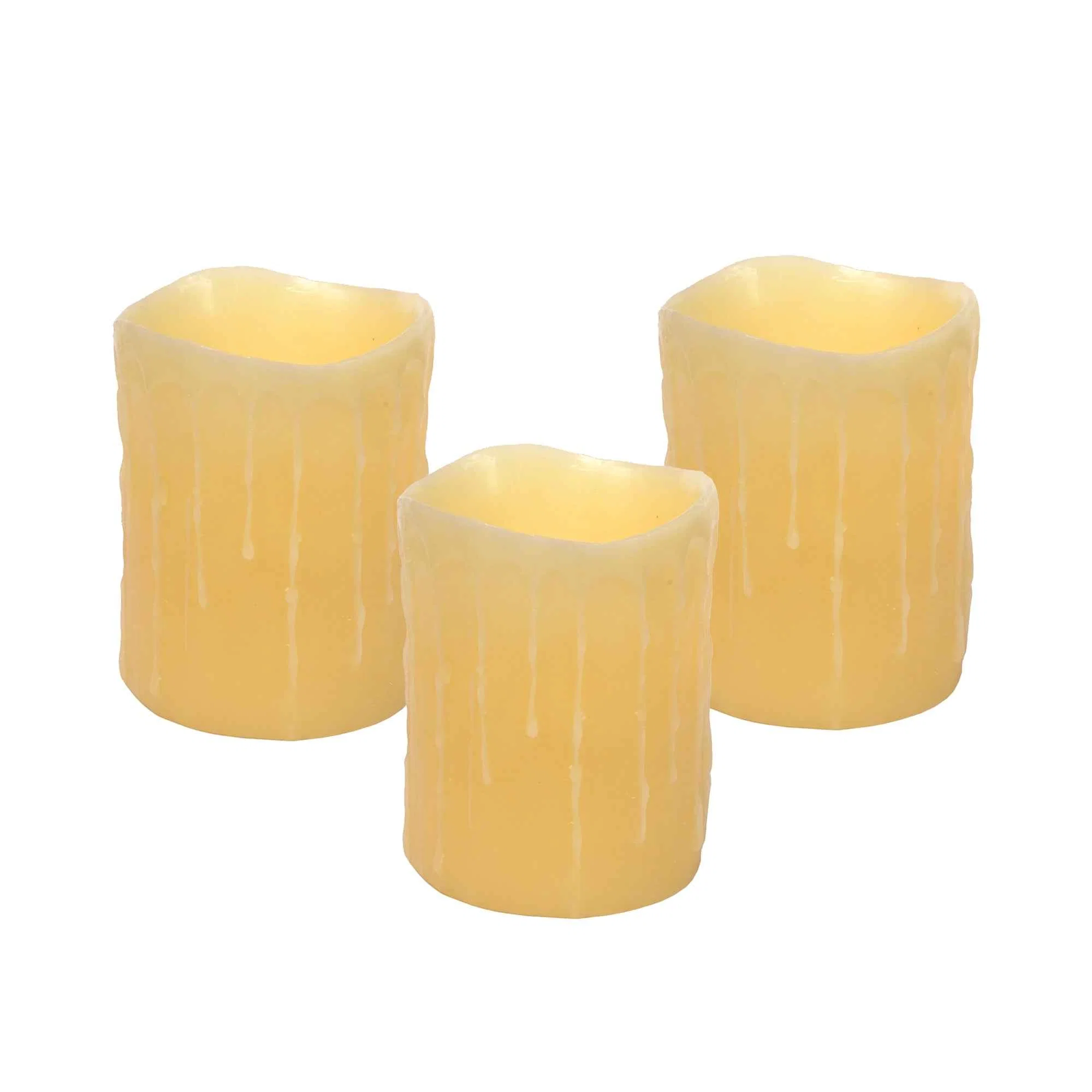 Fashionable Set of Three Cozy LED Wax Drip Candles Consistent