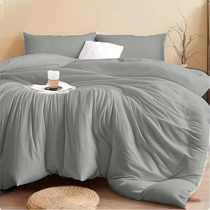 Healthy SDIII 3PCS Gray Comforter Set Full Soft and Breathable Microfiber Lightweight Comforter Full Grey Hotel Luxury Grey Bedding Set All Season Crafted