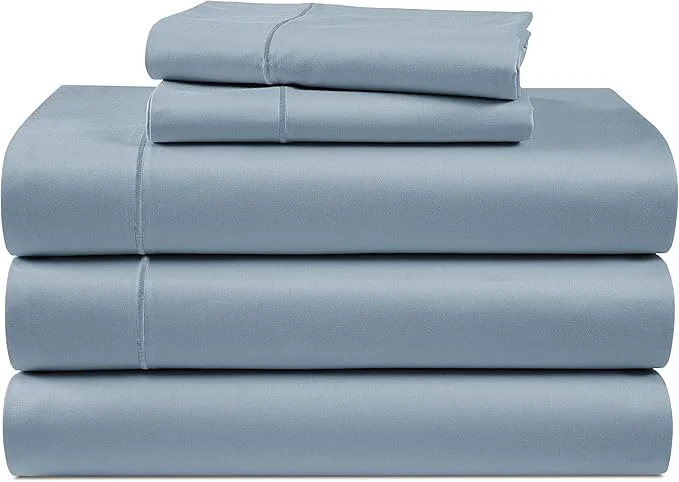 Environmentally Friendly LANE LINEN Egyptian Cotton Split King Bed Sheets for Adjustable Beds - Mercerized Cotton Sily Finish No Pill Fade Resistant Split King Bedding Sheets amp Pillowcases - French Blue Comfortable