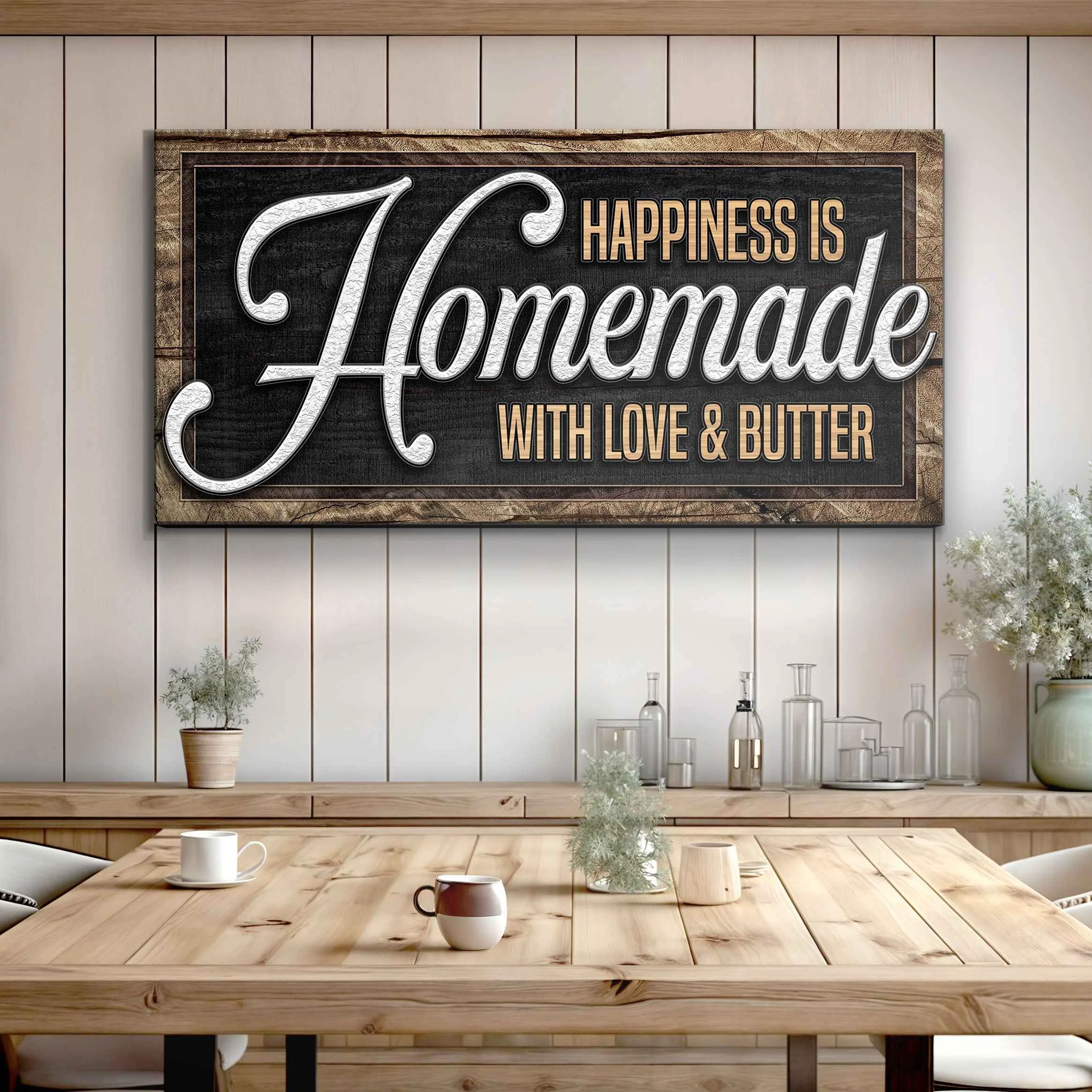 Premium Happiness Is Homemade With Love And Butter Sign II Durable